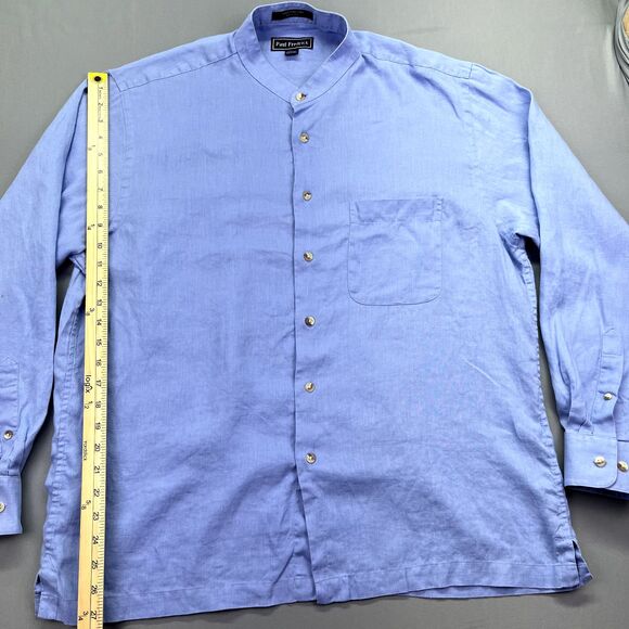 Finest Pure 100% Linen Classic Fit Long Sleeve Button Shirt Blue Men's Sz L - Picture 6 of 14